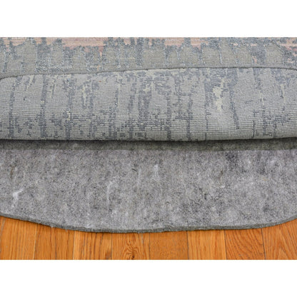 6'X6' Hand Knotted Cardiac Design Textured Wool And Pure Silk Round Rug