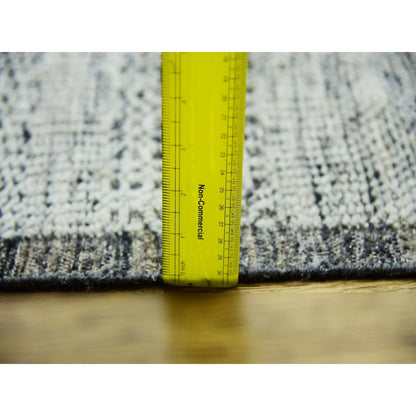 12'2"X15' Gray & Black Hand Knotted Oxidized Grass Design Oversized Rug
