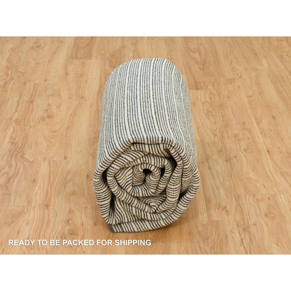 8'X9'10" Davy Gray Modern Wool Box Design Plain Loomed Knotted Rug