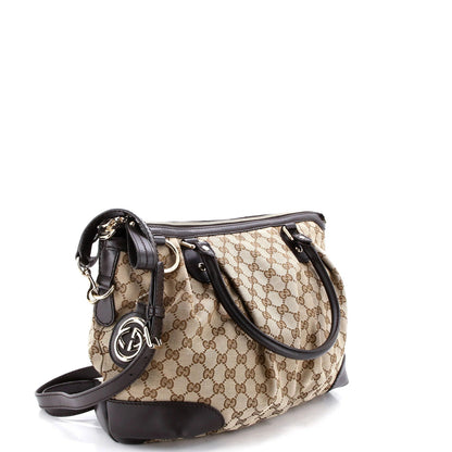 Gucci Sukey Top Handle Satchel Gg Canvas With Leather Large
