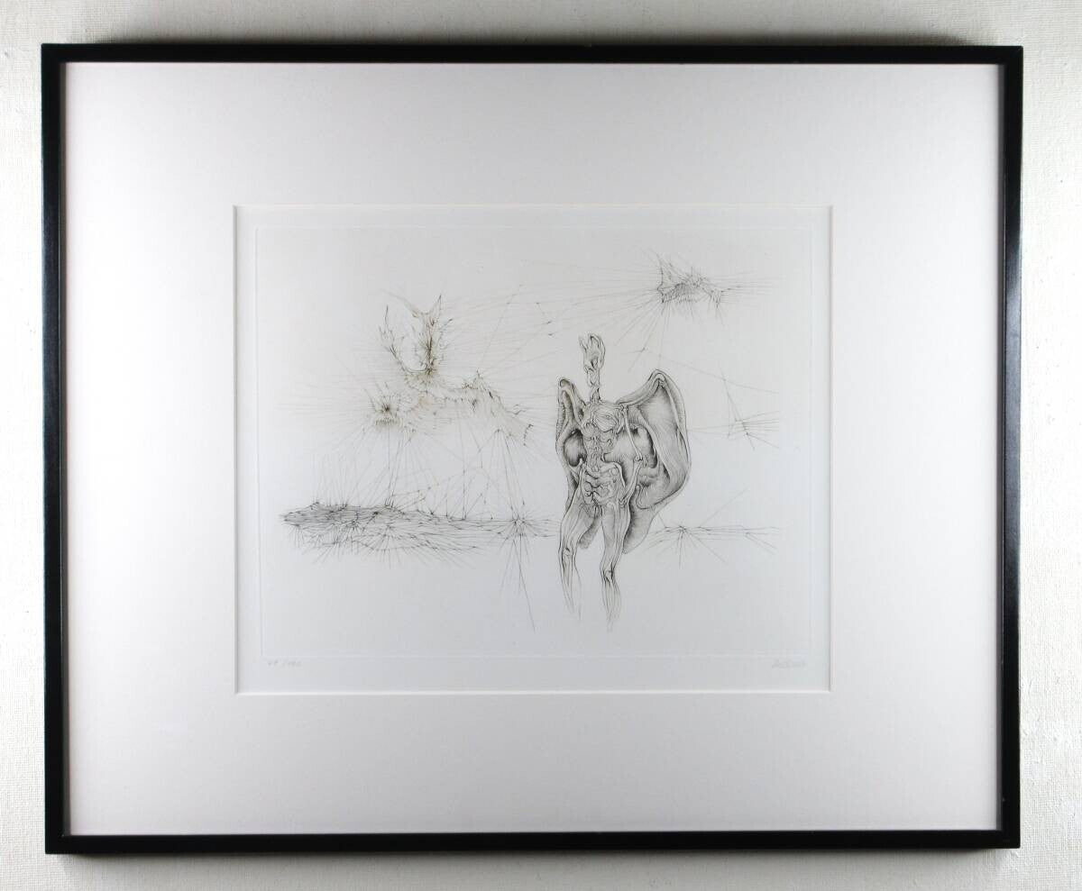 Hans Bellmer La Chauve souris Copperplate Edition autographed framed