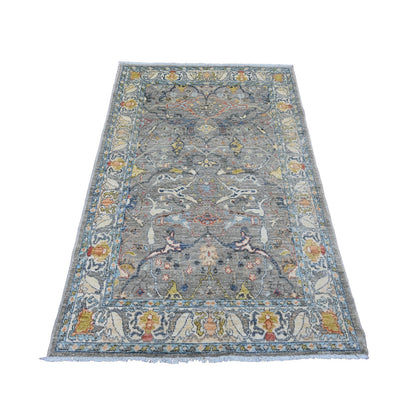 4'X6'1" Gray Aryana Collection Bijar Garus Design Hand Knotted Wool Rug