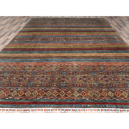 9'10"X13'2" Colorful Afghan Super Kazak Wool Hand Knotted Oriental Rug