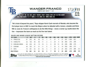 Wander Franco 2022 Topps Series One Green Reverse Foil #215 141/499 Card