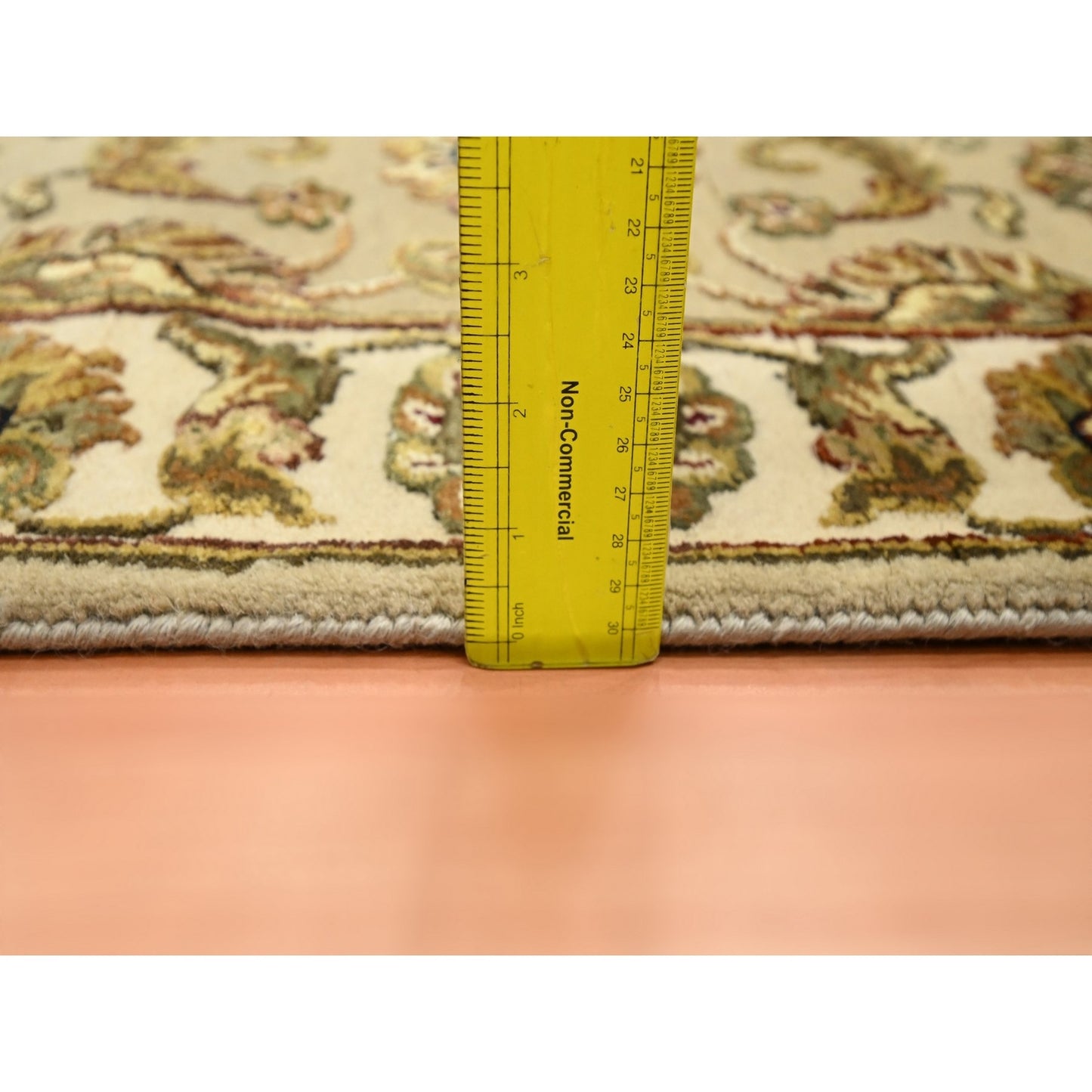 Rug 2'6"x8' Brown Rajasthan Leaf Design Hand Knotted Wool & Silk Runner