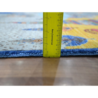 9'X12' Gray Pictorial With Tree And Animals Design Hand Knotted Wool Rug