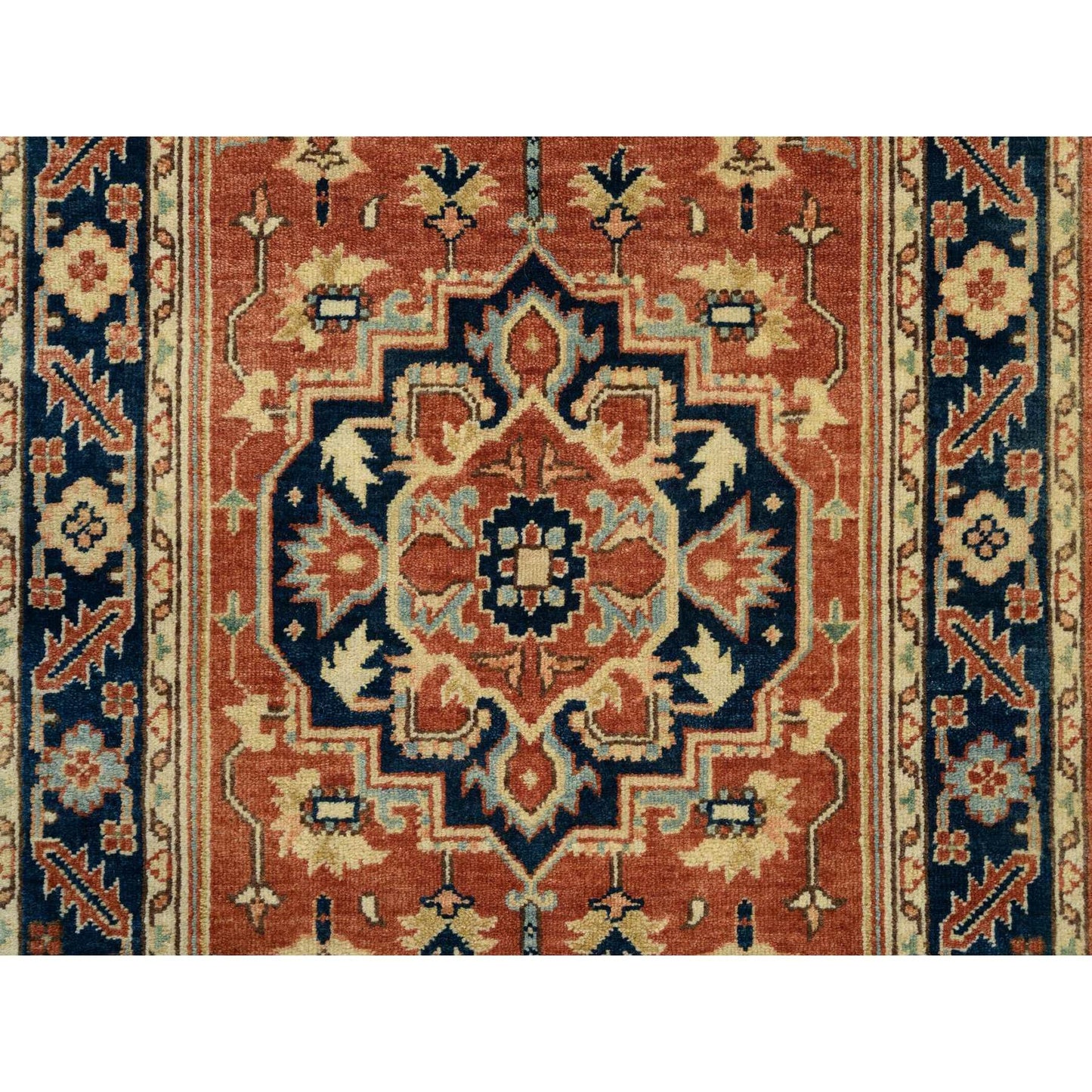 Rug 2'6"x12'2" Red Antiqued Heris Re-Creation Wool Hand Knotted Runner