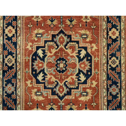 Rug 2'6"x12'2" Red Antiqued Heris Re-Creation Wool Hand Knotted Runner