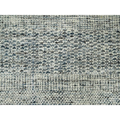 6'X9'1" Navy Blue Wool Rug Hand Knotted Oxidized Grass Design Oriental