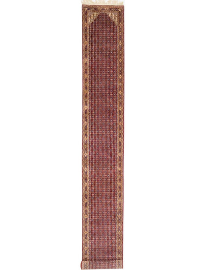 Hand knotted Indo Botemir wool runner rug oriental carpet hallway