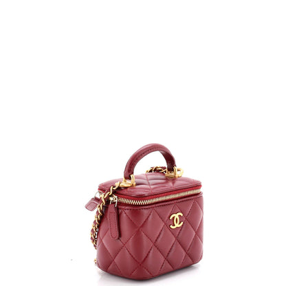 Chanel Classic Top Handle Vanity Case With Chain Quilted Lambskin Mini