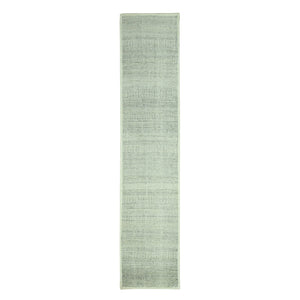 Runner 2'7"x12'1" Gray Hand Knotted Rug Oxidized Grass Design Wool