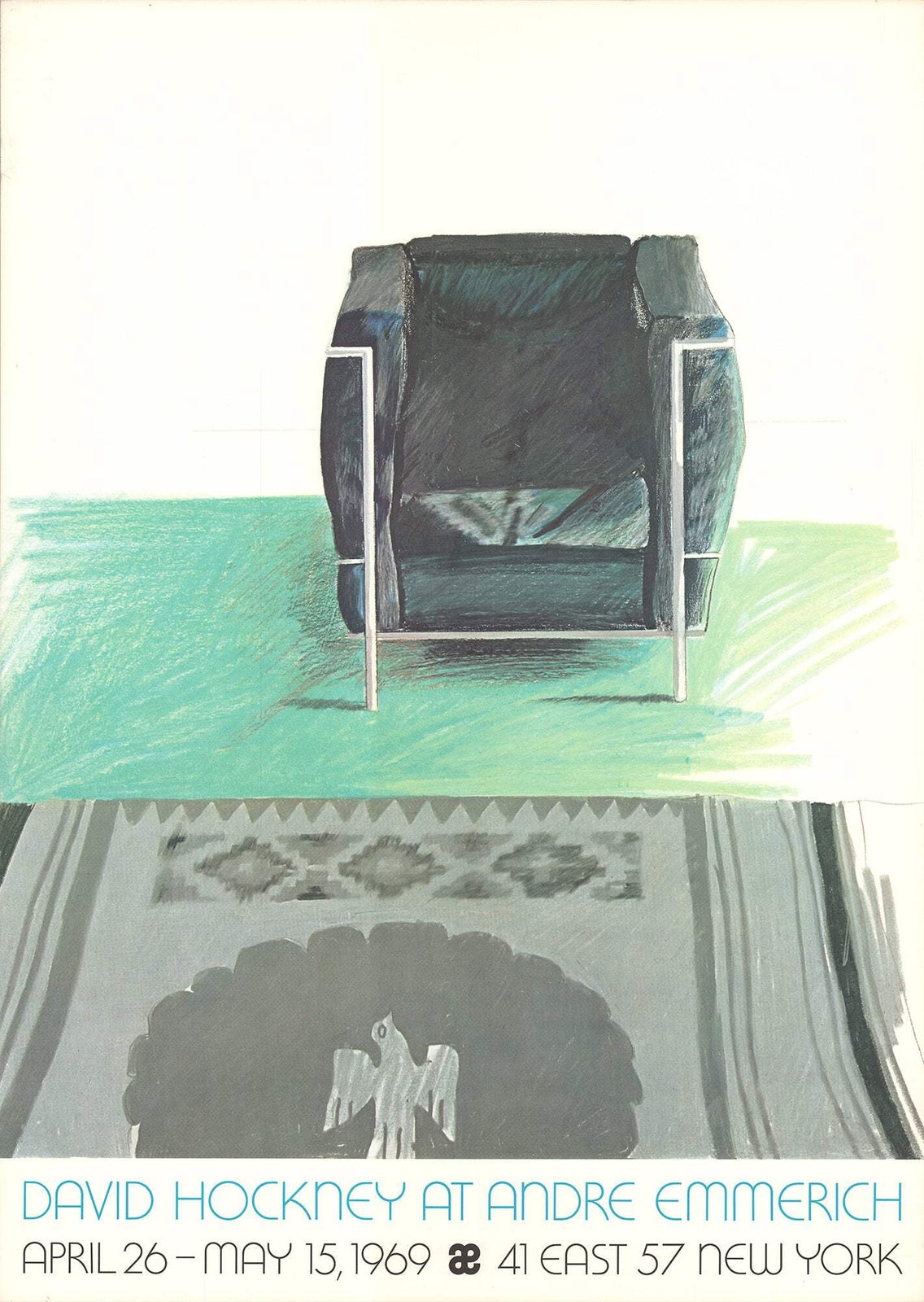 David Hockney Corbusier Chair And Rug (Sm) " Poster Pop Art Gray