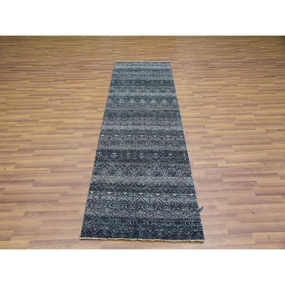 2'7"X8' Onyx Gray Hand Knotted Kohinoor Herrita Wool Runner Oriental Rug
