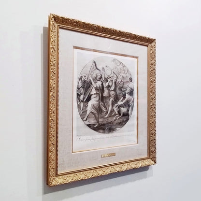 Jakob Frey After Domenichino 18Thc Engraving "Davids Victory" Antique Baroque P