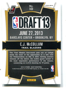 C.J. Mccollum 2013 Panini Select Draft Selections