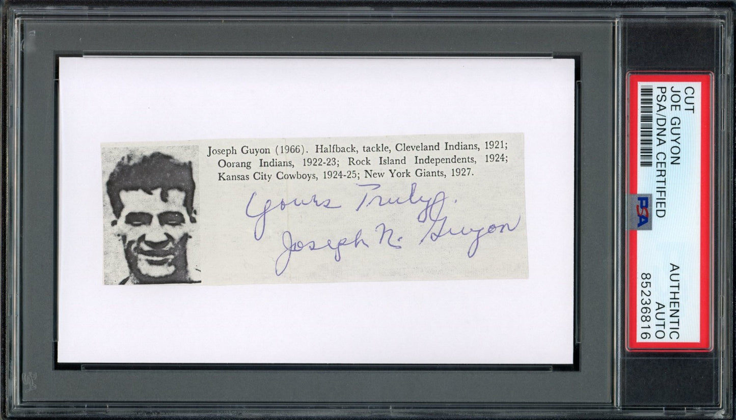 Joe Guyon Hof Signed/Inscribed Cut Photo On 3X5 Card Giants Psa/Dna 188285