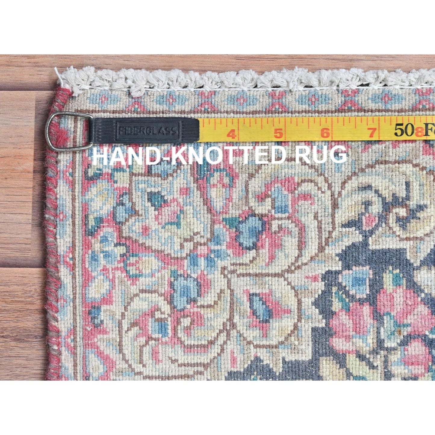 1'9"X1'9" Colorful Hand Knotted Old Farsian Karman Worn Wool Square Rug