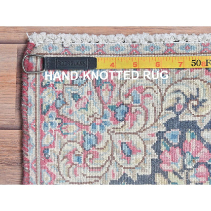 1'9"X1'9" Colorful Hand Knotted Old Farsian Karman Worn Wool Square Rug