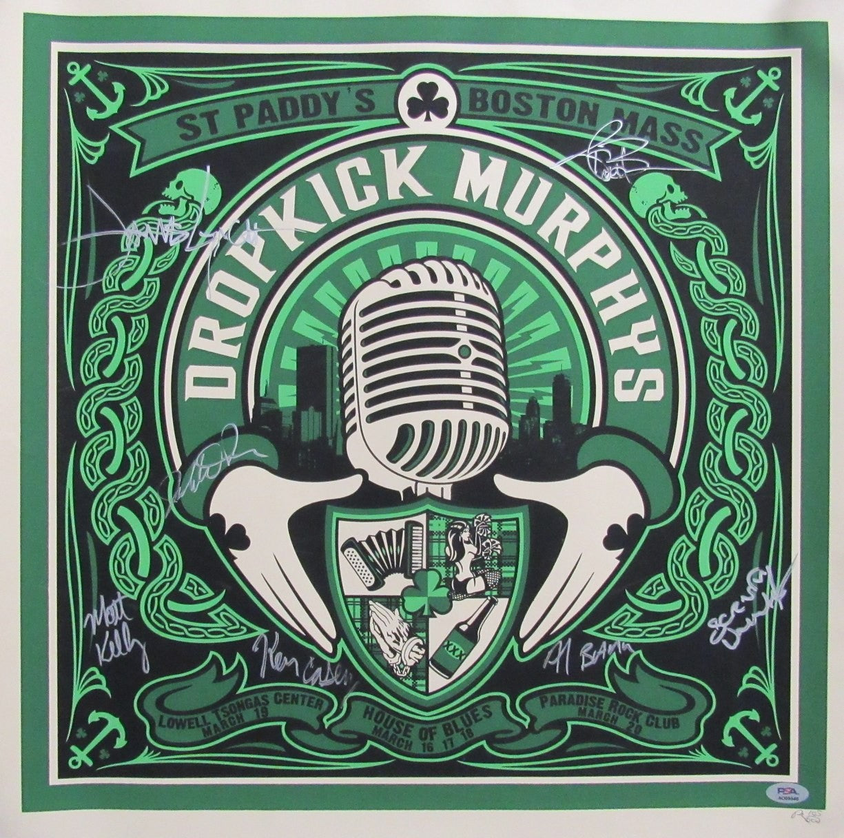 Dropkick Murphys Multi Signed By 6 St Patricks Boston 2011 Show Poster Psa 95852