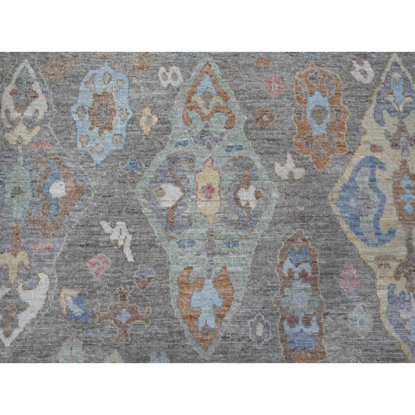 8'X9'8" Anvil Gray Extra Soft Wool Weft Afghan Angora Oushak Oriental Rug