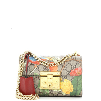 Gucci Padlock Shoulder Bag Tian Print Gg Coated Canvas Small