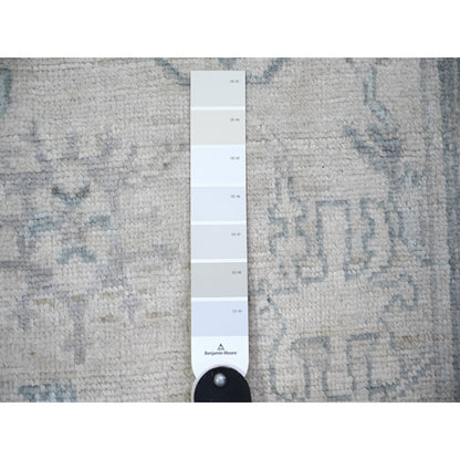 2'8"X11'7" Gray Afghan Angora Oushak 100% Wool Hand Knotted Runner Rug