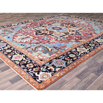 9'2"X11'8" Pink Seeripe Heris Wool Hand Knotted Denser Weave Oriental Rug
