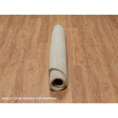 5'X5' White Modern Plain Design Lori Buft All Wool Hand Knotted Round Rug