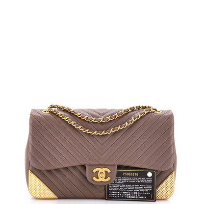 Chanel Rock The Corner Flap Bag Chevron Leather Medium