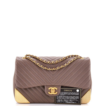 Chanel Rock The Corner Flap Bag Chevron Leather Medium