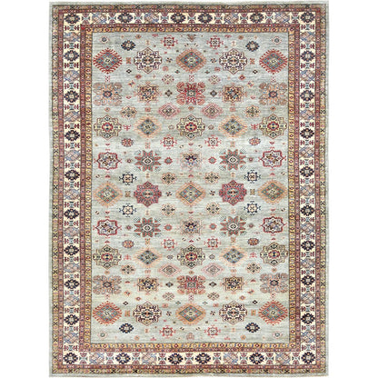 10'X13'6" Light Gray Afghan Super Kazak Soft Wool Hand Knotted Rug