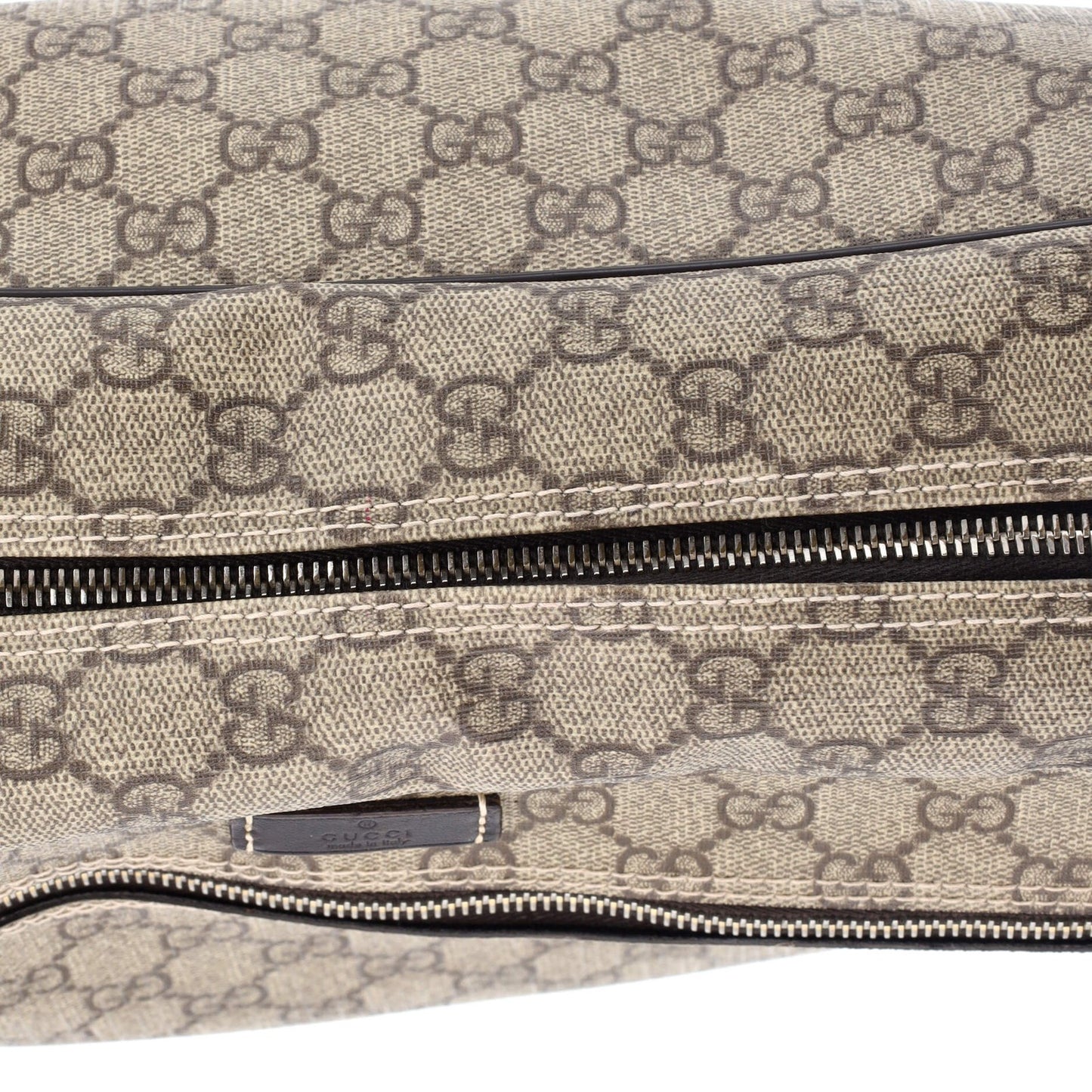 Gucci Front Zip Camera Bag Gg Coated Canvas Large