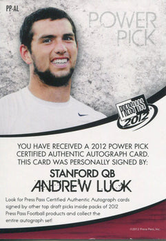 Andrew Luck Autographed 2012 Press Pass Rookie Card