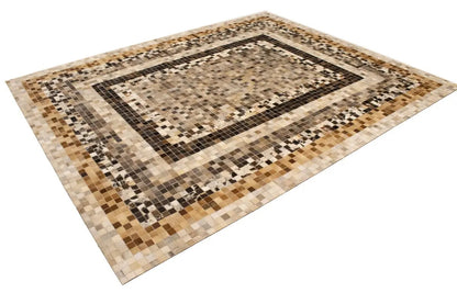8X10 Ft Contemporary Multicolored Cowhide Leather