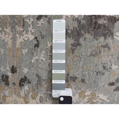 9'X11'7" Gray Modern Nepali Weave Wool And Silk Hand Knotted Rug