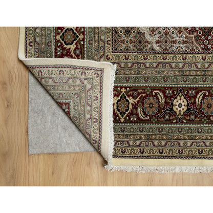8'X10' Photon White Super Mahi Hand Knotted Wool And Silk 250 Kpsi Rug