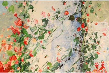 Original Oil Painting Mediterranean View Flowers Signed 20F