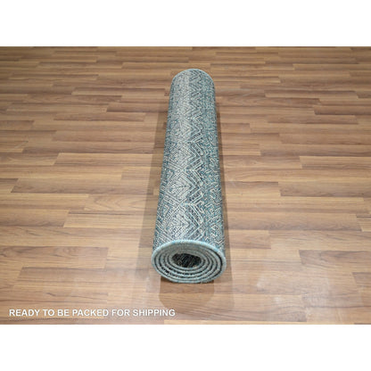 2'5"X7'7" Jasper Blue Kohinoor Herat Pure Wool Hand Knotted Runner Rug