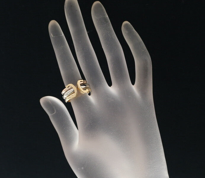 Cartier Ring 2C Double C C2 3Color Lm Eu51 18K 750 Yellow White Rose Gold