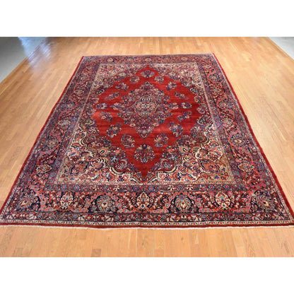 10'2"X13'3" Red Semi Antique Zoroastrian Saroogh Wool Hand Knotted Rug