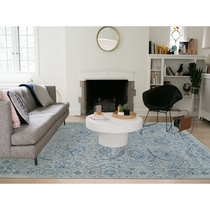 10'X14' Fine Jacquard Wool And Plant Based Silk Hand Loomed Gray Rug