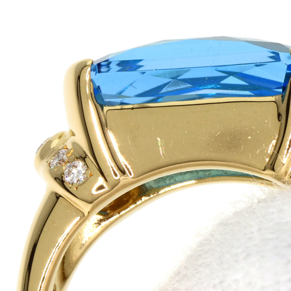 TASAKI   Ring Blue Topaz Diamond K18 Yellow Gold