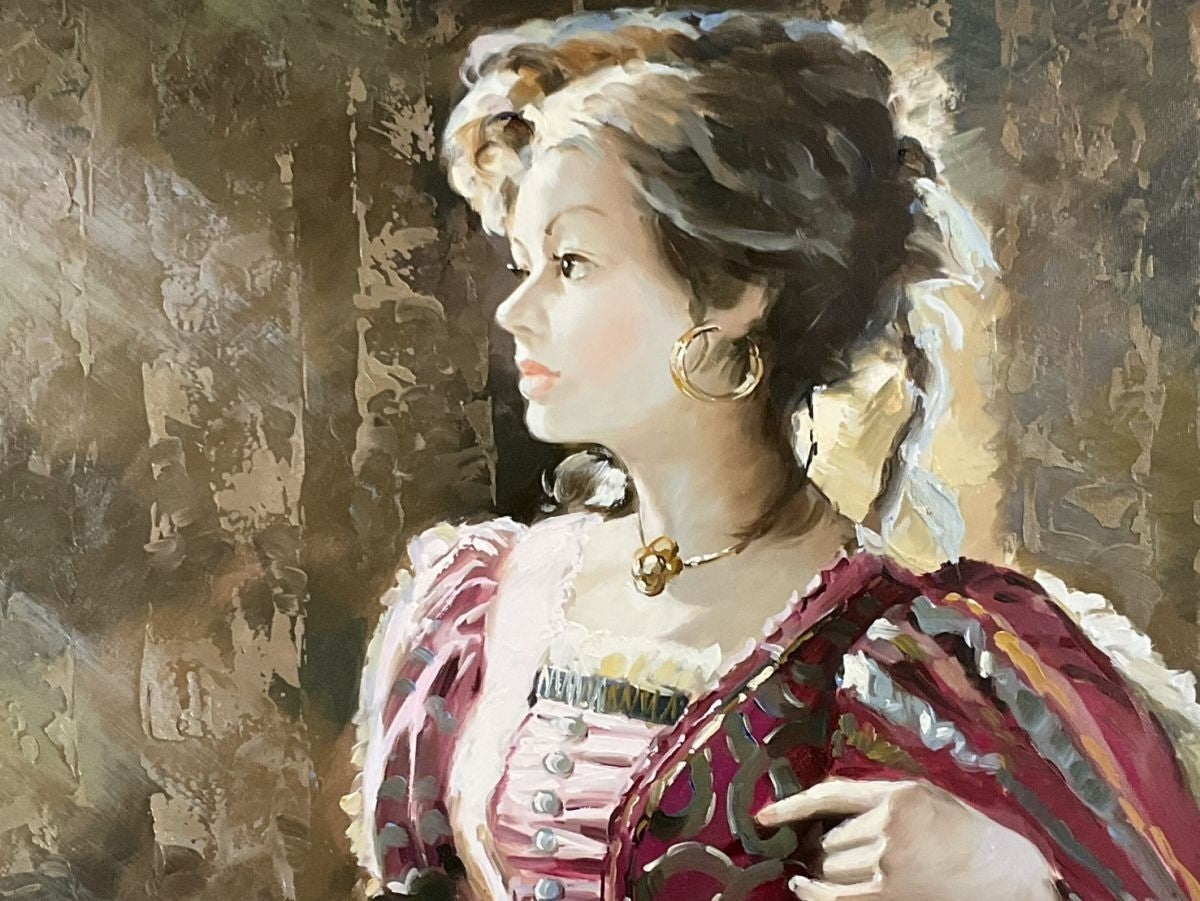 William Cane Original Oil Painting | Baroque Lady Portrait | Large Vintage Frame