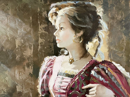 William Cane Original Oil Painting | Baroque Lady Portrait | Large Vintage Frame