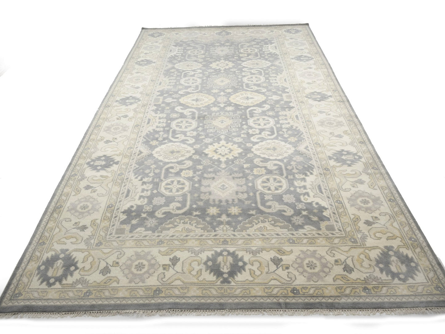 Handmade Oushak Chobi Oriental Rug Muted Floral Design Oversized 9X18 Carpet