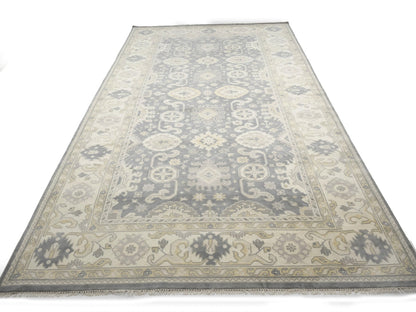 Handmade Oushak Chobi Oriental Rug Muted Floral Design Oversized 9X18 Carpet