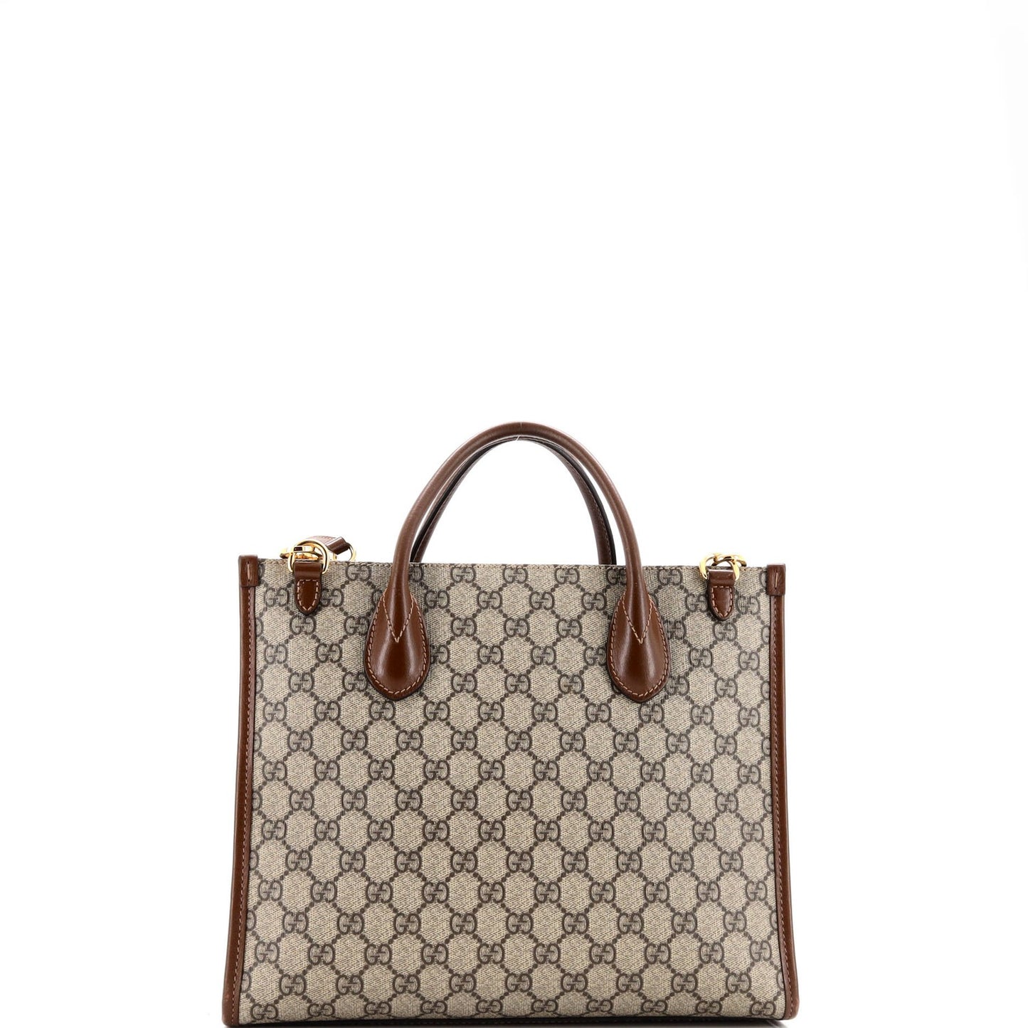 Gucci Structured Top Handle Open Tote Gg Coated Canvas Small