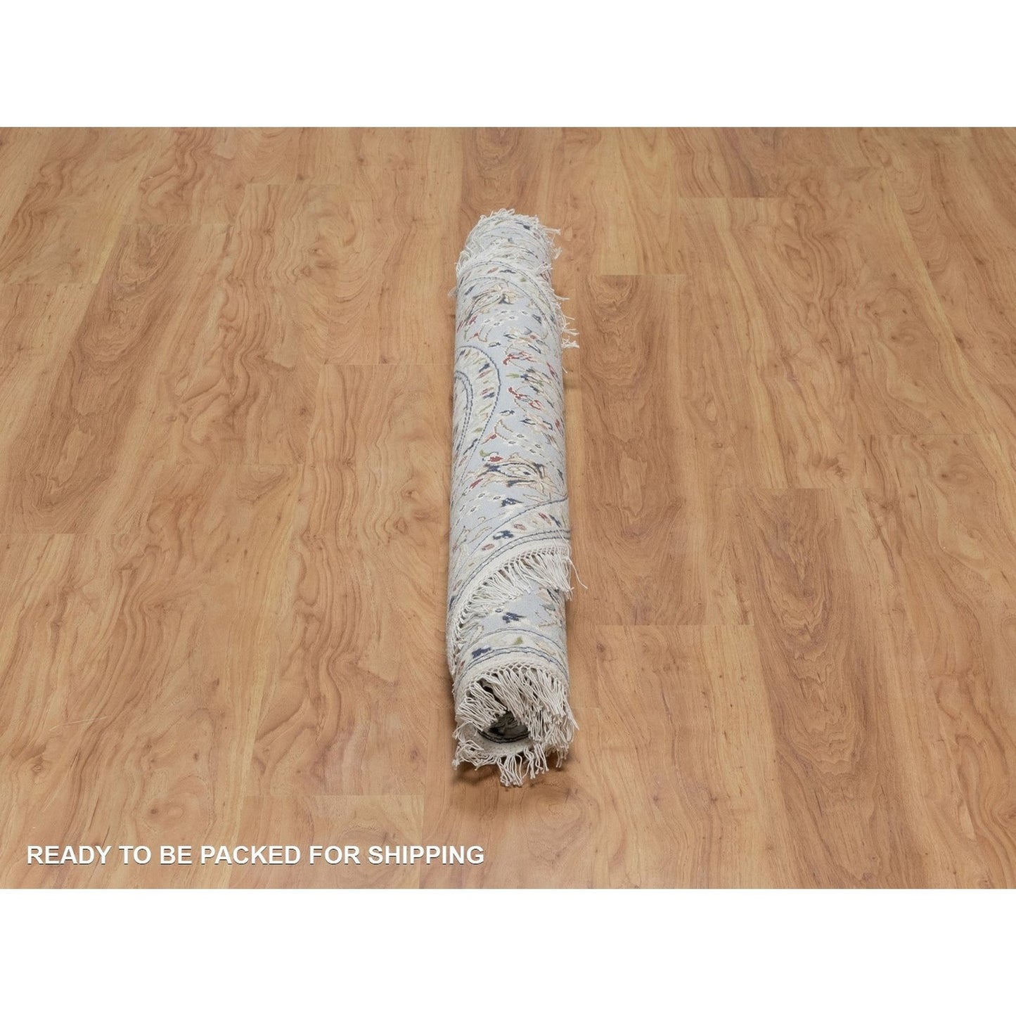 5'2"X5'2" Ivory Wool And Silk Nain Flower Pattern Hand Knotted Round Rug