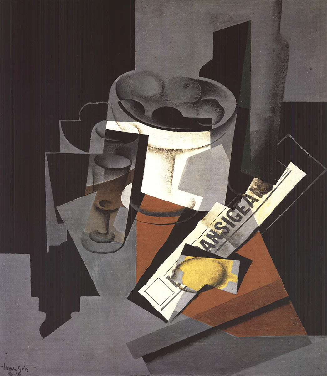 Juan Gris Still Life With Newspaper " Offset Lithograph Cubism